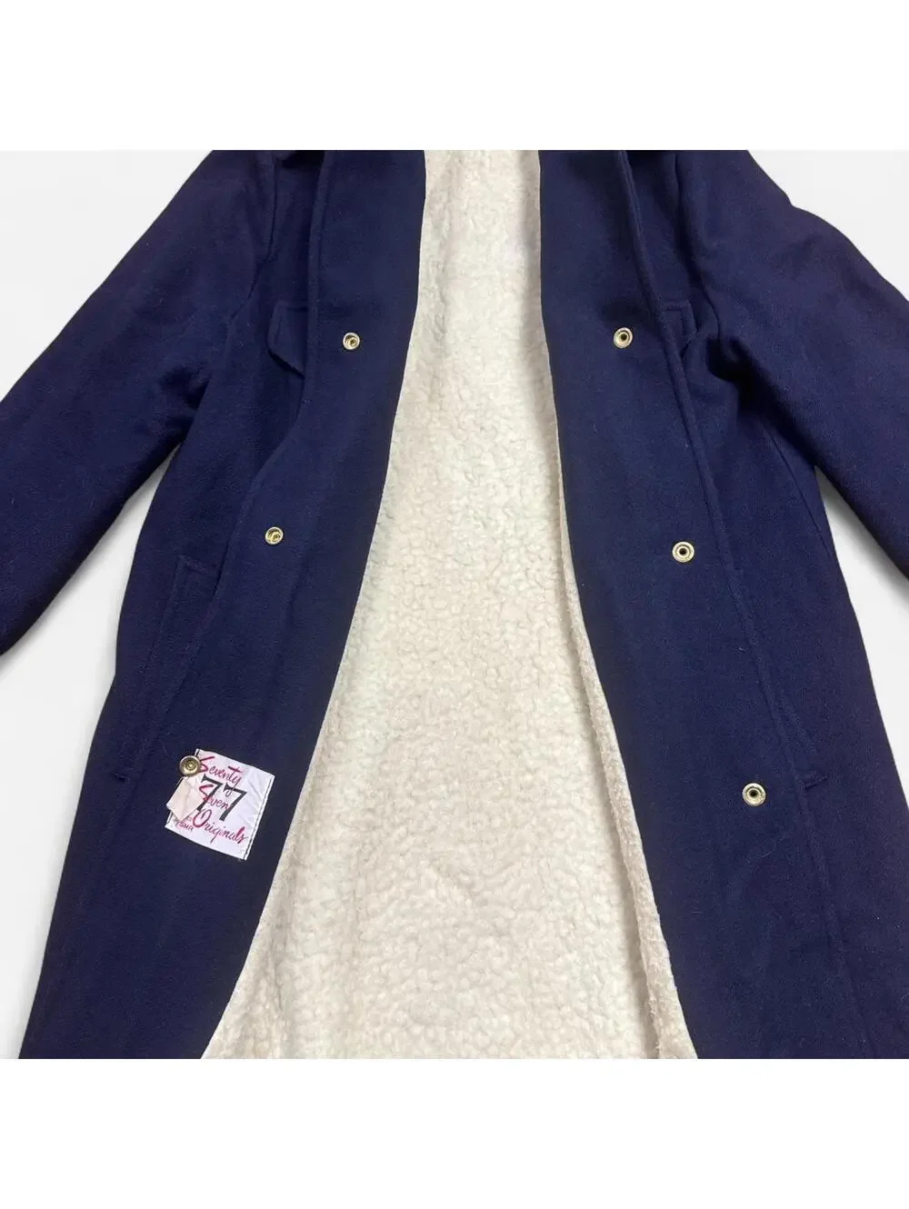 1960s Union Made Navy Wool Sherpa Lined Women’s Jacket Small